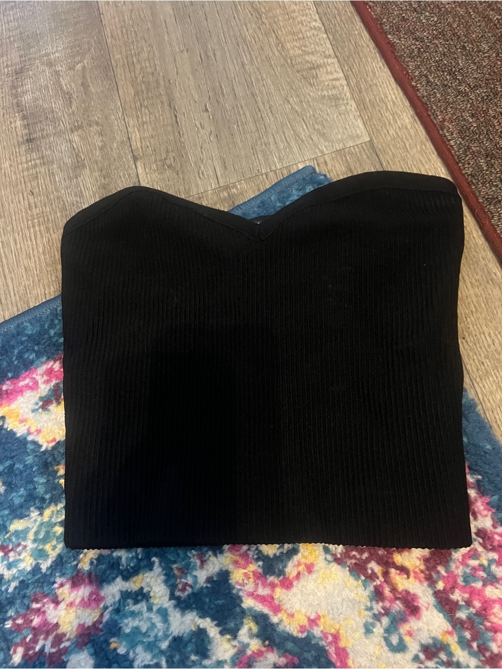 Babaton Black Strapless Ribbed Tube Top